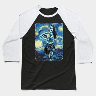 Sexy Lady Van Gogh Style Baseball T-Shirt